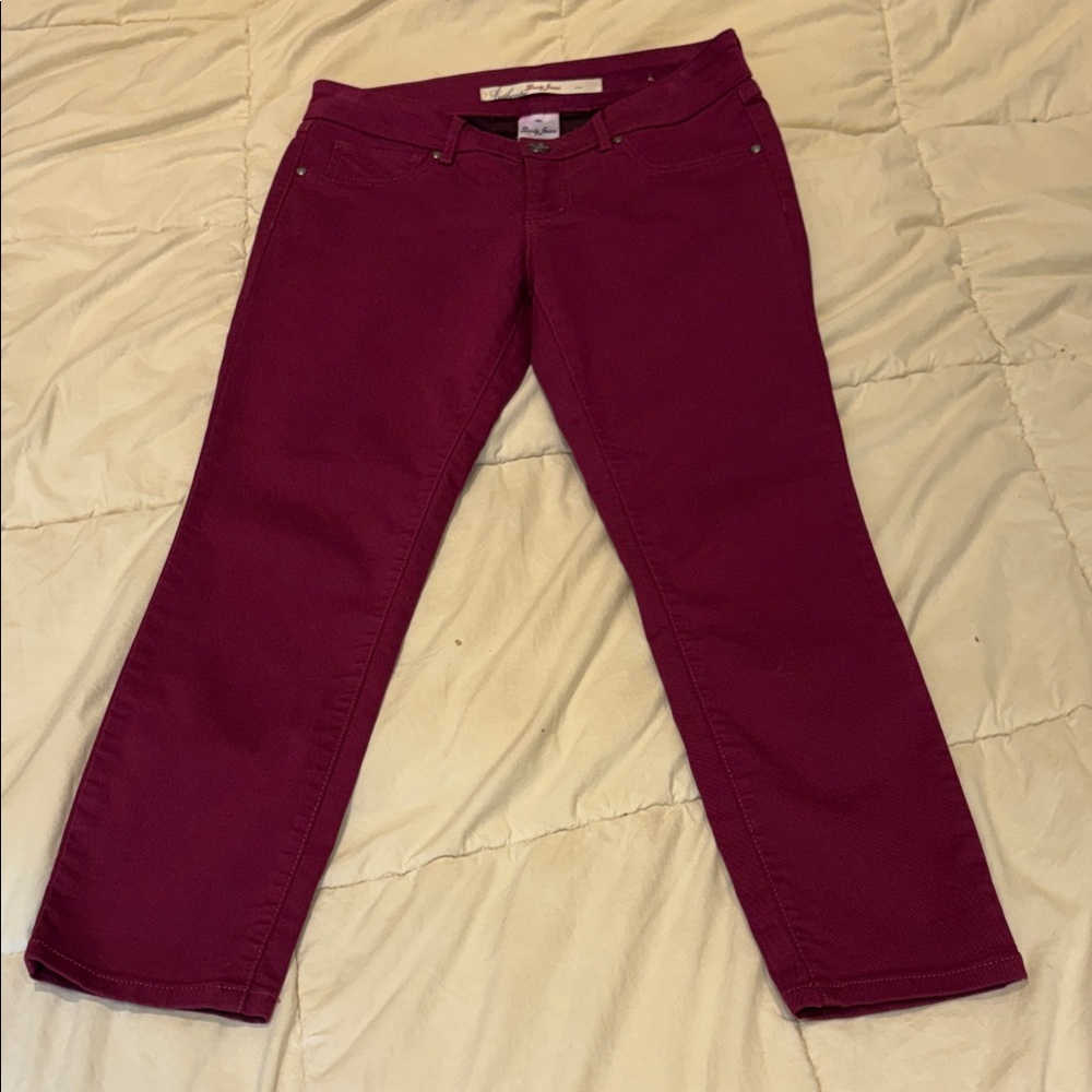 Straight Leg Women's Jeans in Deep Berry
